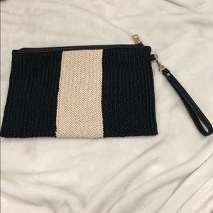 Sole society black and cream woven wristlet